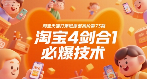 淘宝天猫打爆班原创高阶第73期，淘宝4剑合1必爆技术网络赚钱,项目资源网,副业资源网,兼职项目,网赚课程-副业赚钱-互联网创业-独家轻创IP小蜜蜂网创