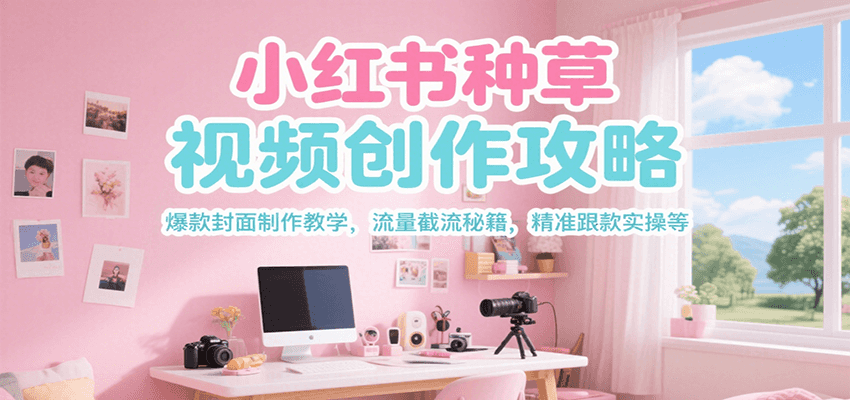 小红书种草视频创作攻略，爆款封面制作教学 ，流量截流秘籍 ，精准跟款实操等网络赚钱,项目资源网,副业资源网,兼职项目,网赚课程-副业赚钱-互联网创业-独家轻创IP小蜜蜂网创