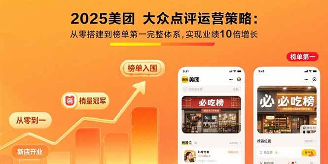 （15602期）2025美团 大众点评运营策略:从零搭建到榜单第一完整体系,实现业绩10倍增长网络赚钱,项目资源网,副业资源网,兼职项目,网赚课程-副业赚钱-互联网创业-独家轻创IP小蜜蜂网创