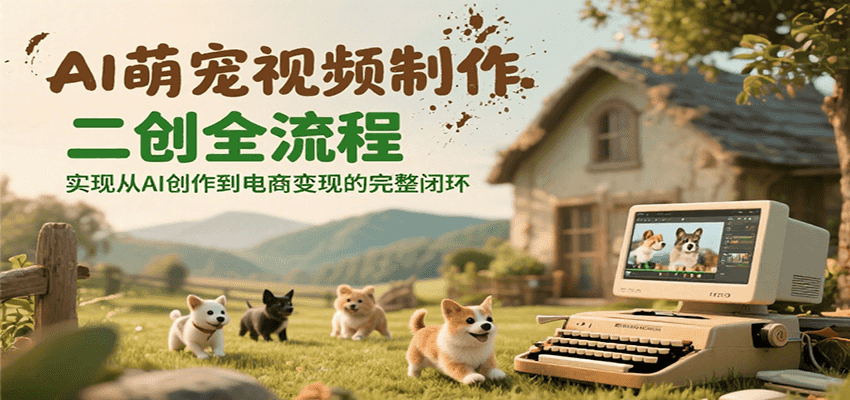 AI萌宠视频制作二创全流程，实现从AI创作到电商变现的完整闭环网络赚钱,项目资源网,副业资源网,兼职项目,网赚课程-副业赚钱-互联网创业-独家轻创IP小蜜蜂网创