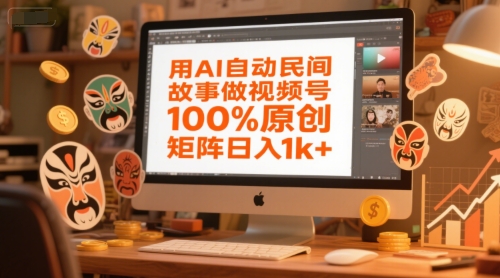 用AI自动民间故事做视频号，100%原创，矩阵日入1k+网络赚钱,项目资源网,副业资源网,兼职项目,网赚课程-副业赚钱-互联网创业-独家轻创IP小蜜蜂网创