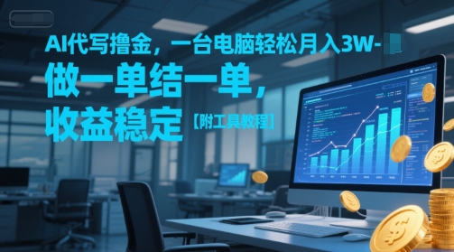 AI代写撸金，一台电脑轻松月入1-3W，做一单结一单，收益稳定【附工具教程】网络赚钱,项目资源网,副业资源网,兼职项目,网赚课程-副业赚钱-互联网创业-独家轻创IP小蜜蜂网创