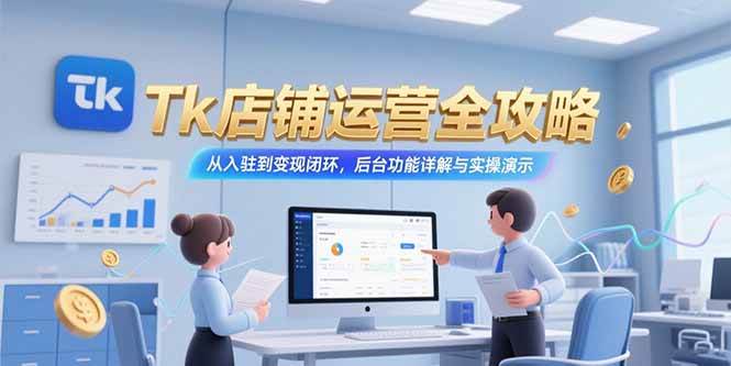 （15345期）Tk店铺运营全攻略，从入驻到变现闭环，后台功能详解与实操演示网络赚钱,项目资源网,副业资源网,兼职项目,网赚课程-副业赚钱-互联网创业-独家轻创IP小蜜蜂网创