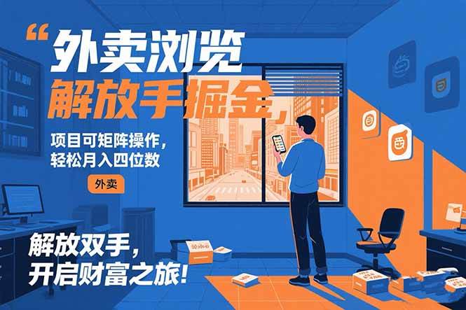 （15440期）外卖浏览掘金项目 可矩阵操作 轻松日入500+网络赚钱,项目资源网,副业资源网,兼职项目,网赚课程-副业赚钱-互联网创业-独家轻创IP小蜜蜂网创