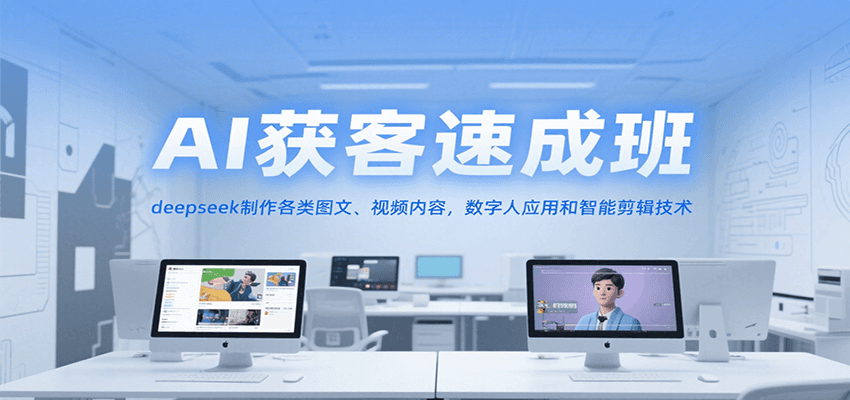 AI获客速成班，deepseek制作各类图文、视频内容，数字人应用和智能剪辑技术网络赚钱,项目资源网,副业资源网,兼职项目,网赚课程-副业赚钱-互联网创业-独家轻创IP小蜜蜂网创