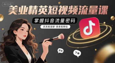 美业精英短视频流量课，掌握抖音流量密码，天天有询单，条条有转化网络赚钱,项目资源网,副业资源网,兼职项目,网赚课程-副业赚钱-互联网创业-独家轻创IP小蜜蜂网创