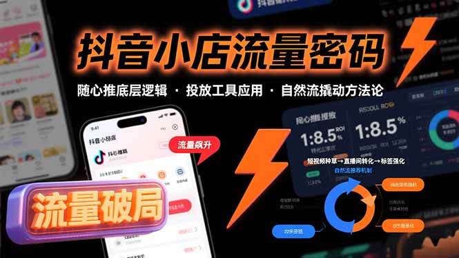 （15680期）抖音小店流量密码，随心推底层逻辑，投放工具应用，自然流撬动核心方法论网络赚钱,项目资源网,副业资源网,兼职项目,网赚课程-副业赚钱-互联网创业-独家轻创IP小蜜蜂网创