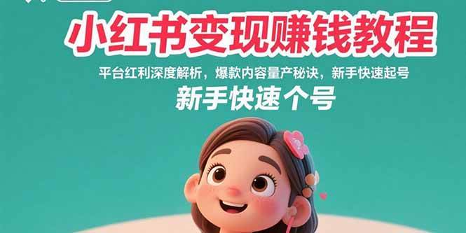 （15559期）小红书变现赚钱教程：平台红利深度解析，爆款内容量产秘诀，新手快速起号网络赚钱,项目资源网,副业资源网,兼职项目,网赚课程-副业赚钱-互联网创业-独家轻创IP小蜜蜂网创