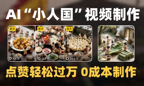 爆款1000W+播放微缩景观迷你小人国AI视频0成本制作全流程教学网络赚钱,项目资源网,副业资源网,兼职项目,网赚课程-副业赚钱-互联网创业-独家轻创IP小蜜蜂网创