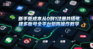 新手低成本从0到1注册并搭建多账号全平台矩阵操作教学，手机号-邮箱-IP-工具网络赚钱,项目资源网,副业资源网,兼职项目,网赚课程-副业赚钱-互联网创业-独家轻创IP小蜜蜂网创