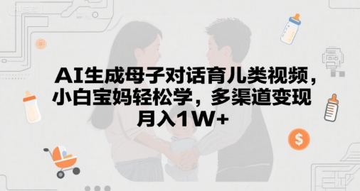 AI生成母子对话育儿类视频，小白宝妈轻松学，多渠道变现，月入1W+网络赚钱,项目资源网,副业资源网,兼职项目,网赚课程-副业赚钱-互联网创业-独家轻创IP小蜜蜂网创