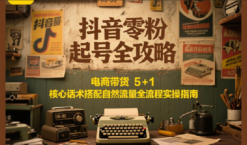 抖音零粉起号全攻略：电商带货 5+1 核心话术搭配自然流量全流程实操指南网络赚钱,项目资源网,副业资源网,兼职项目,网赚课程-副业赚钱-互联网创业-独家轻创IP小蜜蜂网创