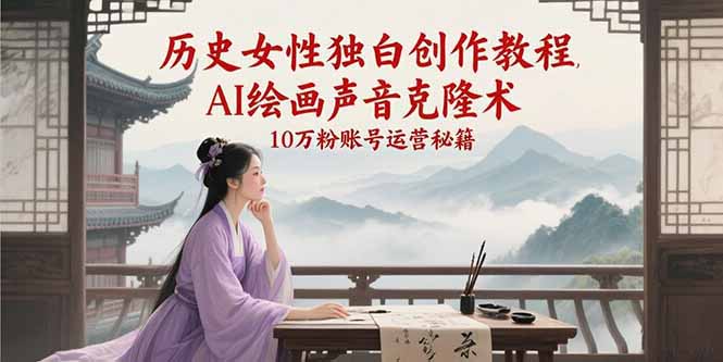 （15186期）历史女性独白创作教程，AI绘画声音克隆术，10万粉账号运营秘籍网络赚钱,项目资源网,副业资源网,兼职项目,网赚课程-副业赚钱-互联网创业-独家轻创IP小蜜蜂网创