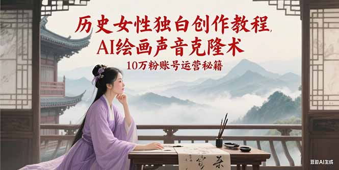 历史女性独白创作教程，AI绘画声音克隆术，10万粉账号运营秘籍网络赚钱,项目资源网,副业资源网,兼职项目,网赚课程-副业赚钱-互联网创业-独家轻创IP小蜜蜂网创