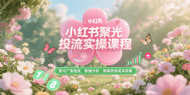 小红书聚光投流实操课程，聚光广告投放、数据分析、做高效低成本获客网络赚钱,项目资源网,副业资源网,兼职项目,网赚课程-副业赚钱-互联网创业-独家轻创IP小蜜蜂网创