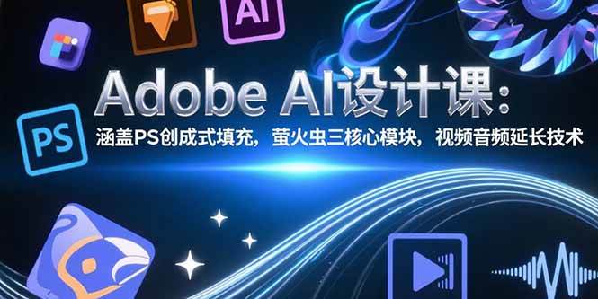 （15469期）Adobe AI设计课：涵盖PS创成式填充，萤火虫三核心模块，视频音频延长技术网络赚钱,项目资源网,副业资源网,兼职项目,网赚课程-副业赚钱-互联网创业-独家轻创IP小蜜蜂网创