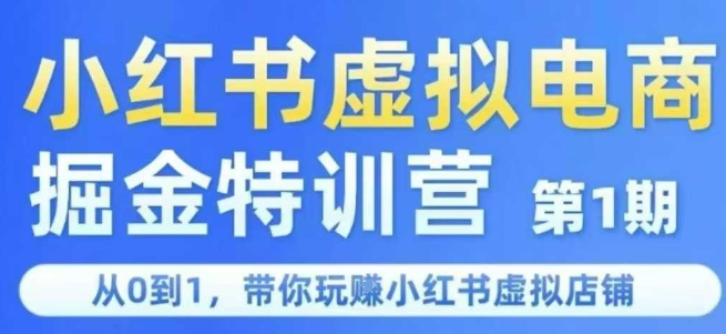 小红书虚拟电商掘金特训营第1期，从0到1，带你玩转小红书虚拟店铺网络赚钱,项目资源网,副业资源网,兼职项目,网赚课程-副业赚钱-互联网创业-独家轻创IP小蜜蜂网创
