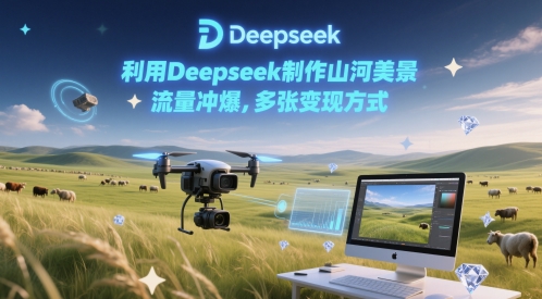 利用Deepseek制作山河美景，流量冲爆，多张变现方式网络赚钱,项目资源网,副业资源网,兼职项目,网赚课程-副业赚钱-互联网创业-独家轻创IP小蜜蜂网创