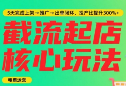 淘宝截流快速起店玩法，掌握暴力快速起店的流程，5天完成上架-推广-出单闭环网络赚钱,项目资源网,副业资源网,兼职项目,网赚课程-副业赚钱-互联网创业-独家轻创IP小蜜蜂网创