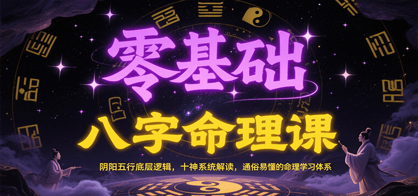 零基础八字命理课：阴阳五行底层逻辑，十神系统解读，通俗易懂的命理学习体系网络赚钱,项目资源网,副业资源网,兼职项目,网赚课程-副业赚钱-互联网创业-独家轻创IP小蜜蜂网创