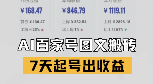 百家号搬砖新玩法，AI一键仿写爆文，7天起号出收益网络赚钱,项目资源网,副业资源网,兼职项目,网赚课程-副业赚钱-互联网创业-独家轻创IP小蜜蜂网创