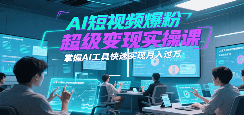 AI短视频爆粉超级变现实操课，掌握AI工具快速实现月入过万网络赚钱,项目资源网,副业资源网,兼职项目,网赚课程-副业赚钱-互联网创业-独家轻创IP小蜜蜂网创
