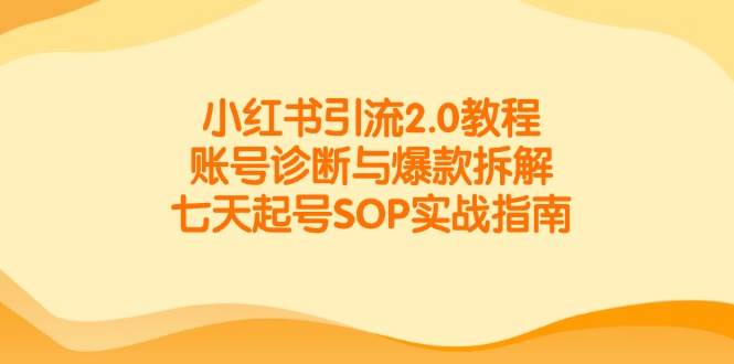 （14981期）小红书引流2.0教程，账号诊断与爆款拆解，七天起号SOP实战指南网络赚钱,项目资源网,副业资源网,兼职项目,网赚课程-副业赚钱-互联网创业-独家轻创IP小蜜蜂网创