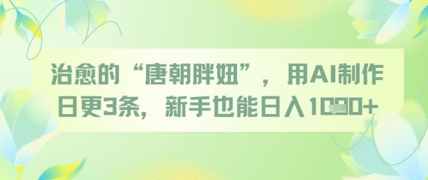 治愈的“唐朝胖妞”，用AI制作日更3条，新手也能日入多张网络赚钱,项目资源网,副业资源网,兼职项目,网赚课程-副业赚钱-互联网创业-独家轻创IP小蜜蜂网创