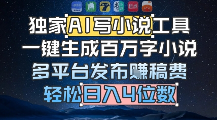 独家AI写小说工具，一键生成百万字小说，多平台发布挣稿费，轻松日入4位数网络赚钱,项目资源网,副业资源网,兼职项目,网赚课程-副业赚钱-互联网创业-独家轻创IP小蜜蜂网创