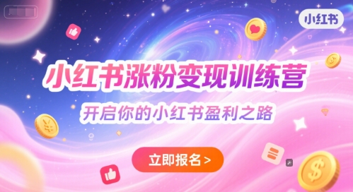 小红书涨粉变现训练营，开启你的小红书盈利之路网络赚钱,项目资源网,副业资源网,兼职项目,网赚课程-副业赚钱-互联网创业-独家轻创IP小蜜蜂网创