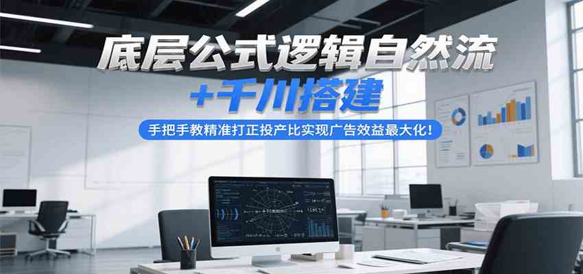 底层公式逻辑自然流+千川搭建，手把手教精准打正投产比实现广告效益最大化！网络赚钱,项目资源网,副业资源网,兼职项目,网赚课程-副业赚钱-互联网创业-独家轻创IP小蜜蜂网创