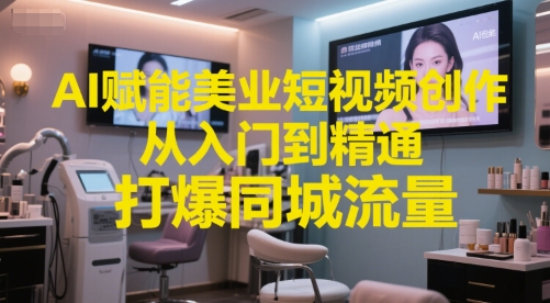 AI赋能美业短视频创作，从入门到精通，打爆同城流量，超级AI工具短视频实操落地网络赚钱,项目资源网,副业资源网,兼职项目,网赚课程-副业赚钱-互联网创业-独家轻创IP小蜜蜂网创