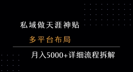 私域做天涯神贴 多平台布局 月入5k+详细流程拆解网络赚钱,项目资源网,副业资源网,兼职项目,网赚课程-副业赚钱-互联网创业-独家轻创IP小蜜蜂网创