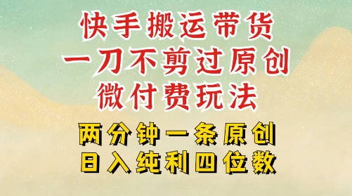 快手黑科技搬运带货，一刀不剪过原创，微付费投流玩法，轻松日入四位数，深层揭秘玩法网络赚钱,项目资源网,副业资源网,兼职项目,网赚课程-副业赚钱-互联网创业-独家轻创IP小蜜蜂网创