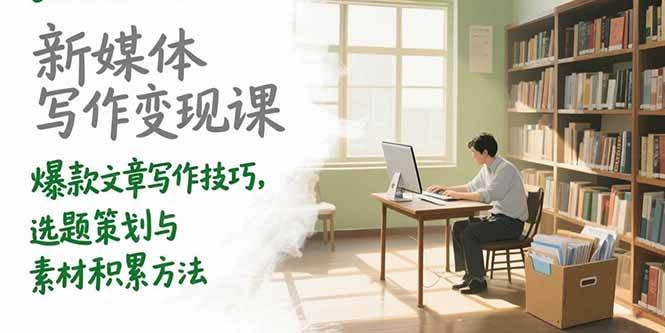 （15345期）新媒体写作变现课，爆款文章写作技巧，选题策划与素材积累方法网络赚钱,项目资源网,副业资源网,兼职项目,网赚课程-副业赚钱-互联网创业-独家轻创IP小蜜蜂网创