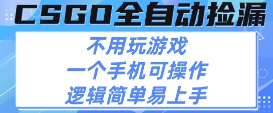 CSGO自动捡漏项目，最新独家玩法，不用挂G不用玩游戏，一个手机即可操作，新手小白轻松月入1W+【揭秘】网络赚钱,项目资源网,副业资源网,兼职项目,网赚课程-副业赚钱-互联网创业-独家轻创IP小蜜蜂网创