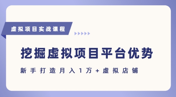 抓住虚拟项目各平台优势，新手轻松月入1W+(给出具体建议)网络赚钱,项目资源网,副业资源网,兼职项目,网赚课程-副业赚钱-互联网创业-独家轻创IP小蜜蜂网创