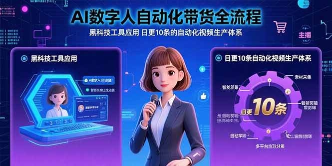 （15699期）AI数字人自动化带货全流程：黑科技工具应用 日更10条的自动化视频生产体系网络赚钱,项目资源网,副业资源网,兼职项目,网赚课程-副业赚钱-互联网创业-独家轻创IP小蜜蜂网创