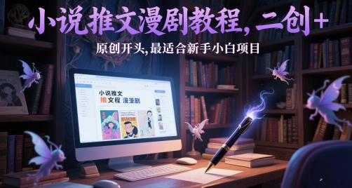 小说推文漫剧教程，二创+原创开头，最适合新手小白项目网络赚钱,项目资源网,副业资源网,兼职项目,网赚课程-副业赚钱-互联网创业-独家轻创IP小蜜蜂网创
