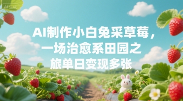 AI制作小白兔采草莓，一场治愈系田园之旅单日变现多张网络赚钱,项目资源网,副业资源网,兼职项目,网赚课程-副业赚钱-互联网创业-独家轻创IP小蜜蜂网创