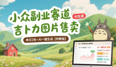 小众副业赛道 吉卜力图片售卖 单日2张+ AI一键生成【附教程】网络赚钱,项目资源网,副业资源网,兼职项目,网赚课程-副业赚钱-互联网创业-独家轻创IP小蜜蜂网创