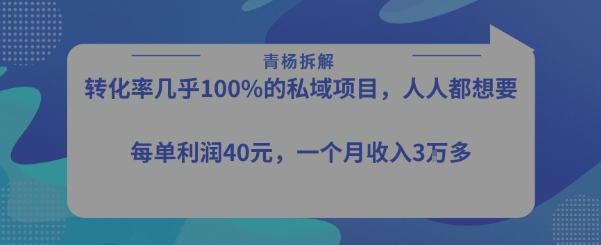 转化率最高的私域项目，每单利润40-50米，月入过1w网络赚钱,项目资源网,副业资源网,兼职项目,网赚课程-副业赚钱-互联网创业-独家轻创IP小蜜蜂网创