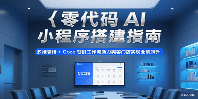 零代码AI小程序搭建指南，多维表格+Coze智能工作流助力美容门店实现业绩飙升网络赚钱,项目资源网,副业资源网,兼职项目,网赚课程-副业赚钱-互联网创业-独家轻创IP小蜜蜂网创