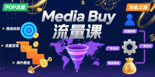 Media Buy之POP流量课，带你开启海外Media Buy淘金之路网络赚钱,项目资源网,副业资源网,兼职项目,网赚课程-副业赚钱-互联网创业-独家轻创IP小蜜蜂网创