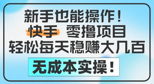 新手也能操作，快手零撸挣米，轻松每天挣2-5张，完全无成本网络赚钱,项目资源网,副业资源网,兼职项目,网赚课程-副业赚钱-互联网创业-独家轻创IP小蜜蜂网创